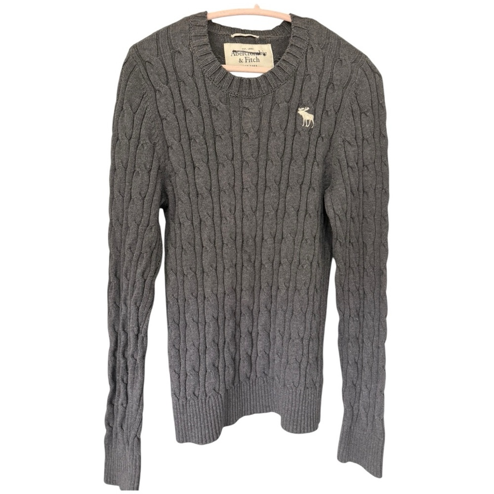 Abercrombie & Fitch Men's Gray Cable Knit Sweater